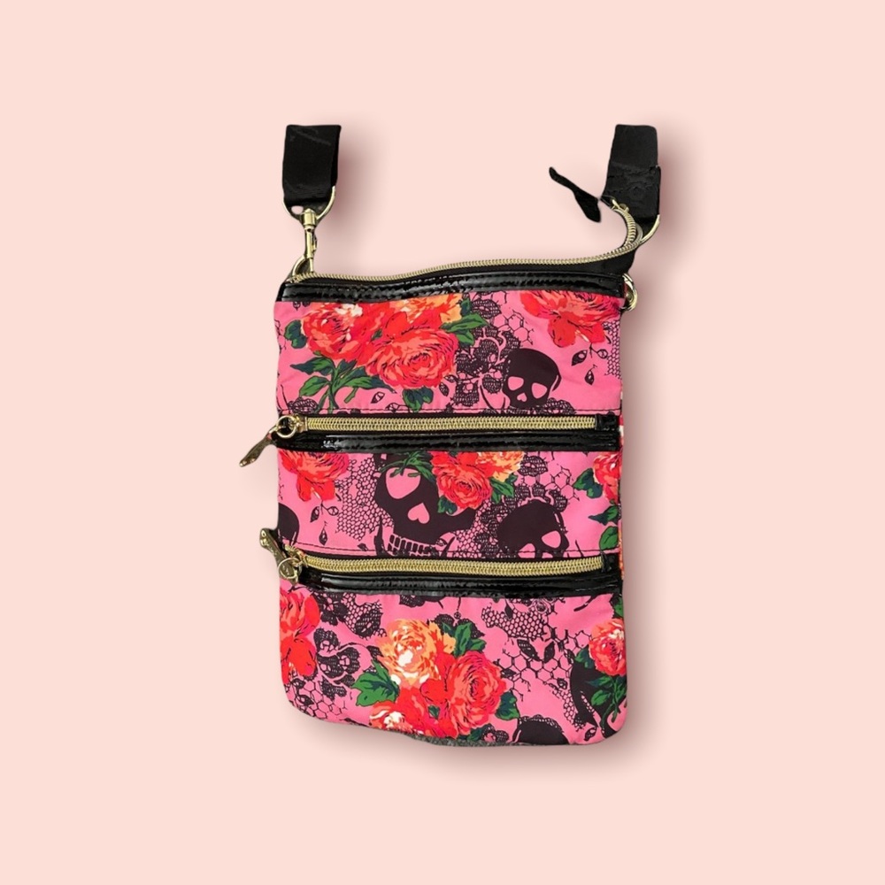 Betsey Johnson Floral Skull Crossbody Bag